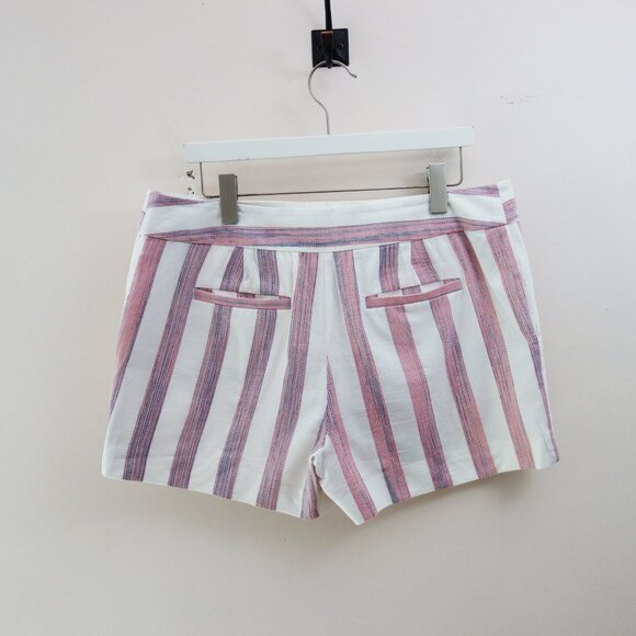 LOFT Striped Classic Short 100% Cotton Pink and White 4" Inseam (10) NWOT! - Picture 2 of 7